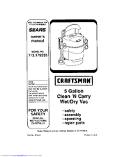 Craftsman SEARS 113.179255 Owner's Manual