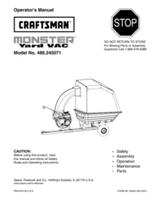 Craftsman MONSTER 486.245071 Operator's Manual