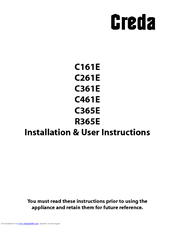 Creda C261E Installation And User Instructions Manual