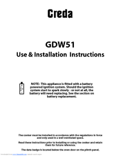 Creda HBGDW51 Use And Installation Instructions