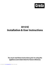 Creda H151E Installation And User Instructions Manual