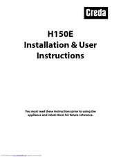 Creda H150E Installation And User Instructions Manual