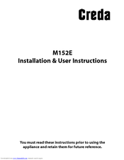 Creda M152E Installation & User's Instructions