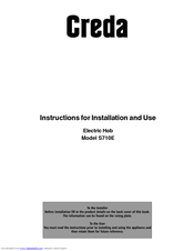Creda S710E Instructions For Installation And Use Manual