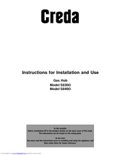 Creda S830G Instructions For Installation And Use Manual