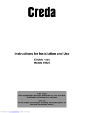 Creda S912E Instructions For Installation And Use Manual
