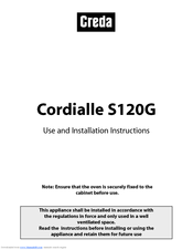 Creda Cordialle S120G Use And Installation Instructions