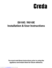 Creda HBE010E Installation And User Instructions Manual