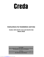 Creda J052E Instructions For Installation And Use Manual