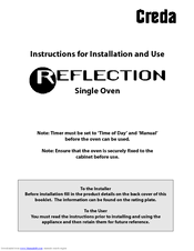 Creda REFLECTION Installation And Use Instructions Manual