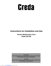 Creda S077EE Instructions For Installation And Use Manual
