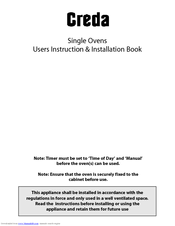 Creda HBCB01G Instruction & Installation Book
