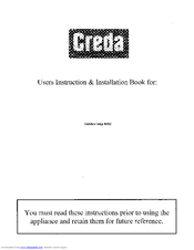 Creda Coldstore 86102 Users Instruction & Installation Book