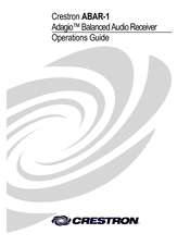 Crestron Adagio ABAR-1 Operation Manual