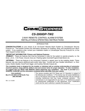 CrimeStopper CS-2000DP-TW2 Installation & Operating Instructions Manual