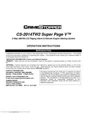 CrimeStopper Super Page V CS-2014TW2 Operation Instructions Manual