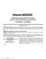 CrimeStopper CS-855.RKE Installation & Operating Instructions Manual