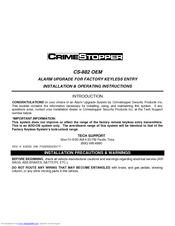 CrimeStopper CS-882 OEM Installation And Operating Instructions Manual