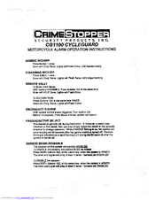 CrimeStopper CG-1100 Operation Instructions