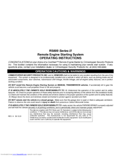 CrimeStopper CoolStart RS800 Series II Operating Instructions