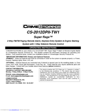 CrimeStopper CS-2012.DPII.FM.TW1 Operating Instructions Manual