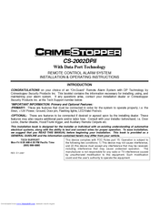 CrimeStopper CS-2002DPII Installation And Operating Instructions Manual