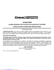 CrimeStopper CS-882 OEM Installation And Operating Instructions Manual