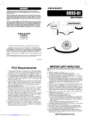 Crosley CR93 Instruction Manual