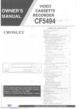 Crosley CF5494 Owner's Manual