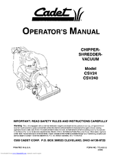 Cadet CSV24 Operator's Manual