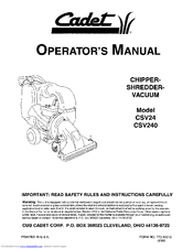 Cadet CSV240 Operator's Manual