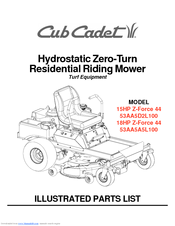 Cub Cadet 01008371 18HP Z-Force 44 Illustrated Parts List