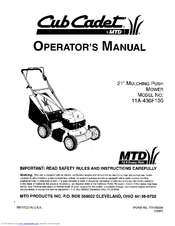 Cub Cadet 11A-436F100 Operator's Manual