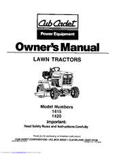 Cub Cadet 1415 Owner's Manual