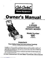 Cub Cadet 898C Owner's Manual