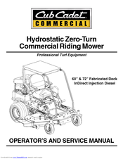 Cub Cadet Fabricated Deck InDirect Injection Diesel Operator's And Service Manual