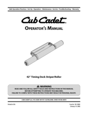 Cub Cadet Timing Deck Striper/Roller Operator's Manual