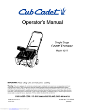 Cub Cadet 421R Operator's Manual