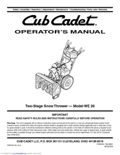 Cub Cadet WE 26 Operator's Manual