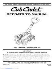 Cub Cadet 450 Series Operator's Manual