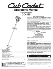 Cub Cadet CC4165 Operator's Manual