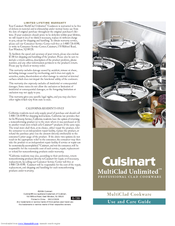 Cuisinart MCU12 - MultiClad Unlimited Dishwasher Safe Set Use And Care Manual