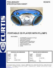 Curtis RCD670 Specification Sheet