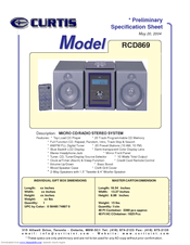 Curtis RCD869 Specification Sheet