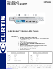 Curtis KCR2606 Specification Sheet