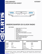 Curtis KCR2607 Specification Sheet