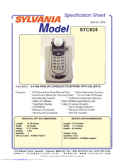 Sylvania STC924 Specification Sheet