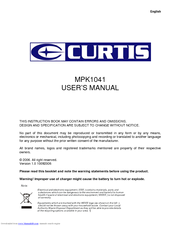 Curtis MPK1041 User Manual