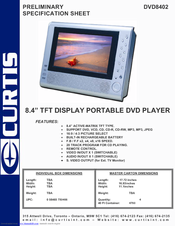 Curtis DVD8402 Preliminary Specification Sheet