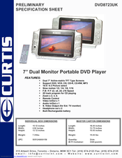Curtis DVD8723UK Preliminary Specification Sheet